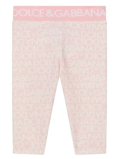 Dolce & Gabbana Babies' Logo-print Cotton Legging In Pink