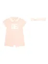 Dolce & Gabbana Logo-print Cotton Romper (set Of Two) In Pink