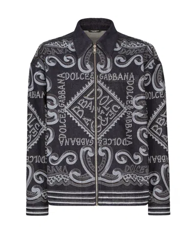Dolce & Gabbana Logo-print Cotton Shirt Jacket In Black