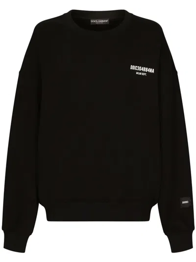 Dolce & Gabbana Logo-print Cotton Sweatshirt In Black