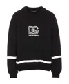 Dolce & Gabbana Logo Cotton Jersey Crewneck Sweatshirt In Black