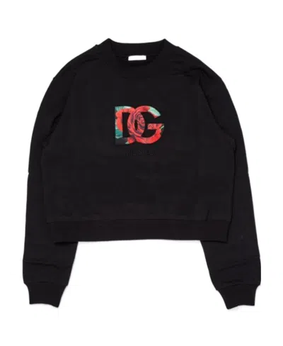 Dolce & Gabbana Logo-print Cotton Sweatshirt In Black