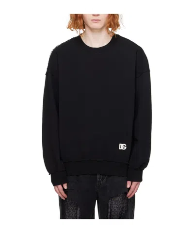 Dolce & Gabbana Logo-print Cotton Sweatshirt In Black