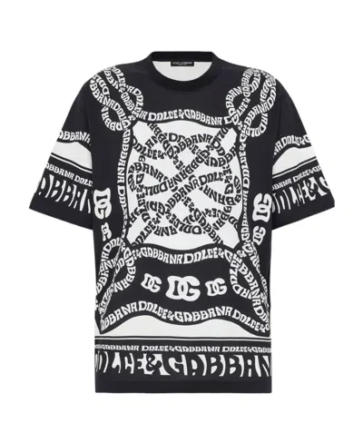 Dolce & Gabbana Logo-print Cotton T-shirt In Blue