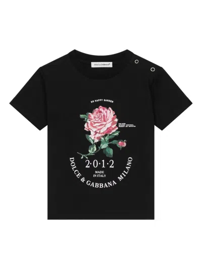 Dolce & Gabbana Babies' Logo-print Cotton T-shirt In Black