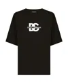 Dolce & Gabbana Black T-shirt With Crew Neck And Printed Logo On The Front In Black