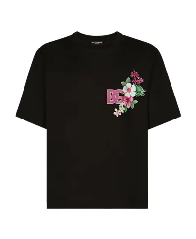 Dolce & Gabbana Logo-print Cotton T-shirt In Black