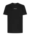 Dolce & Gabbana Black Crewneck T-shirt With Signature Logo In Cotton Man In Black