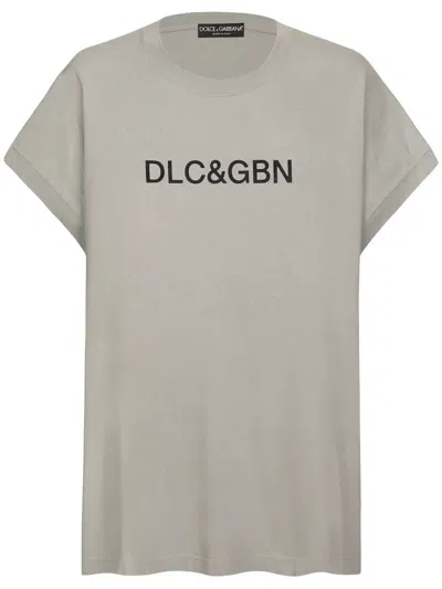 Dolce & Gabbana Logo-print Cotton T-shirt In Nude