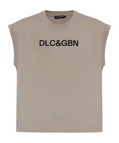 Dolce & Gabbana Logo-print Cotton T-shirt In Nude