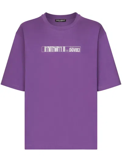 Dolce & Gabbana Logo-print Cotton T-shirt In Purple