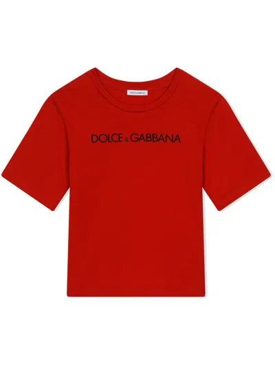 Dolce & Gabbana Kids' Logo-print Cotton T-shirt In Red