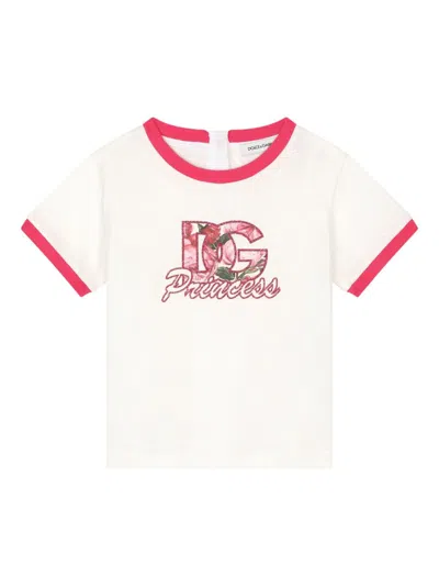 Dolce & Gabbana Babies' Logo-print Cotton T-shirt In White