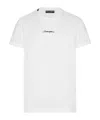 Dolce & Gabbana White Crewneck T-shirt With Signature Logo In Cotton Man In White