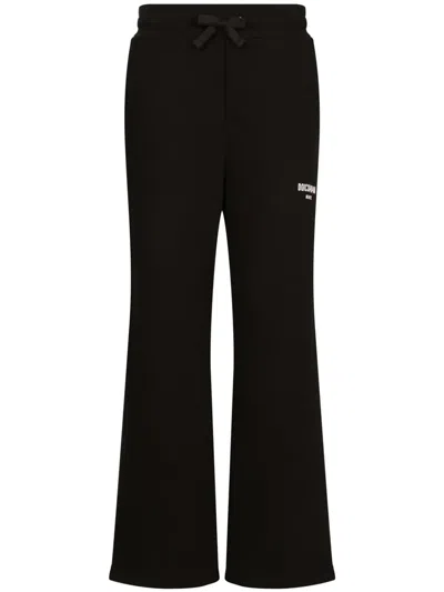 Dolce & Gabbana Logo-print Cotton Track Pants In Black