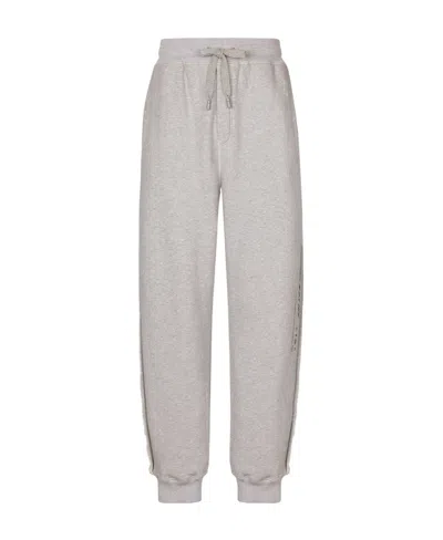 Dolce & Gabbana Logo-print Cotton Track Pants In Gray