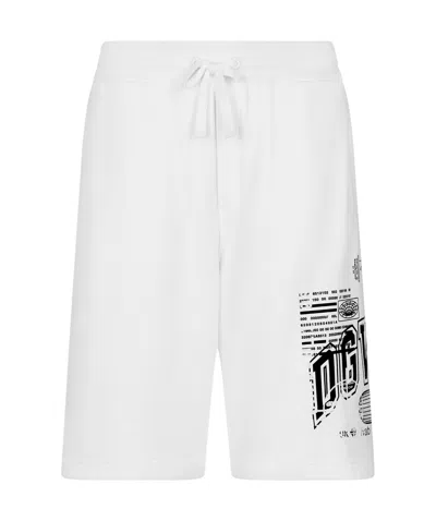 Dolce & Gabbana Logo-print Cotton Track Shorts In White