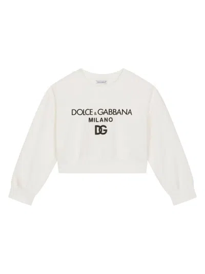 Dolce & Gabbana Kids' Sweatshirt Mit Logo-print In White