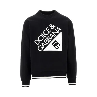 Dolce & Gabbana Logo Print Crewneck Sweatshirt In Black