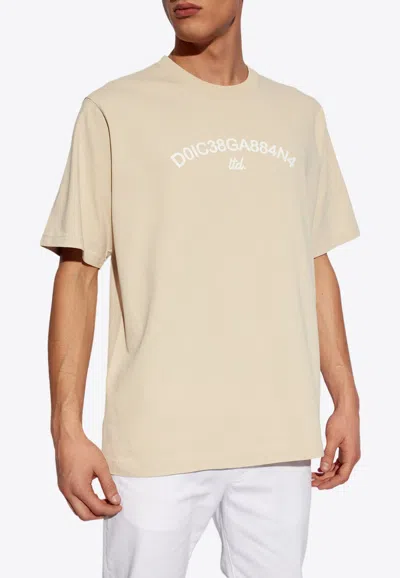 Dolce & Gabbana Logo-print Cotton T-shirt In Beige