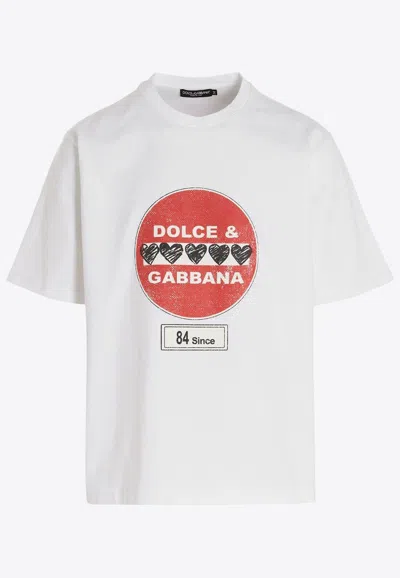 Dolce & Gabbana Logo Print Crewneck T-shirt In White