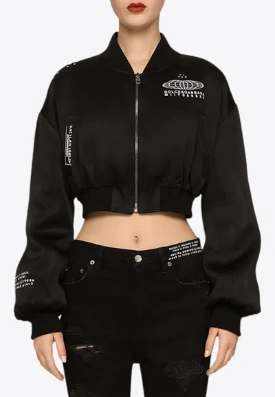 DOLCE & GABBANA LOGO PRINT CROPPED JACKET