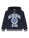 Dolce & Gabbana Cotton-blend Logo Hoodie (8-12 Years) In Blue