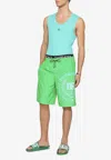 Dolce & Gabbana Logo Print Drawstring Swim Short In Green