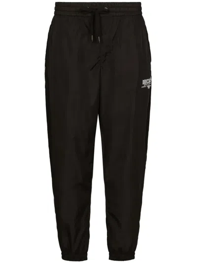 Dolce & Gabbana Logo-print Drawstring Track Pants In Black