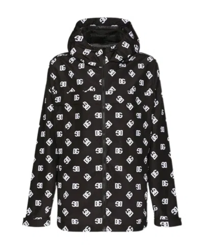 Dolce & Gabbana Monogram-print Zip-up Hoodie In Multicolor