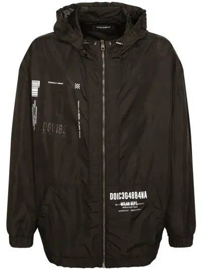Dolce & Gabbana Logo-print Hooded Jacket In Black