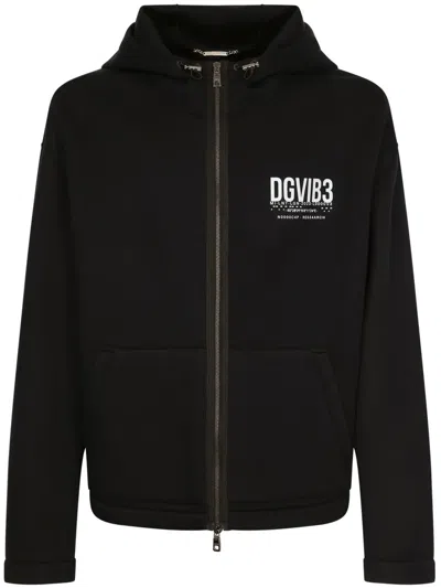 Dolce & Gabbana Logo-print Hooded Jacket In Black