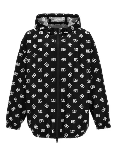 Dolce & Gabbana Logo Print Hooded Jacket In White