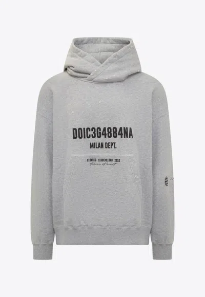 Dolce & Gabbana Logo Print Hooded Sweatshirt In Gray