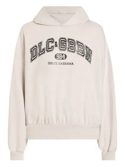 Dolce & Gabbana Logo-print Hooded Sweatshirt In Neutral