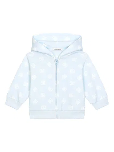 Dolce & Gabbana Babies' Logo-print Hoodie In Blue