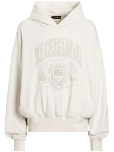 Dolce & Gabbana Logo-print Hoodie In Neutrals