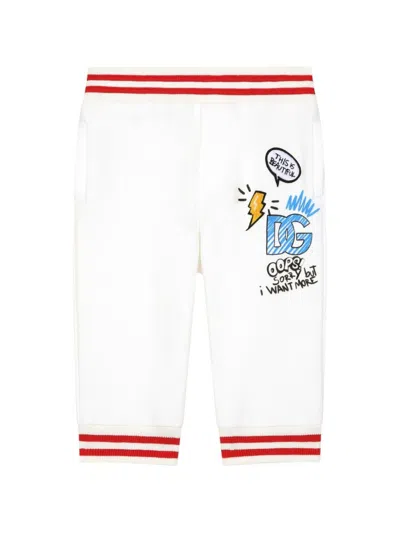 Dolce & Gabbana Babies' Logo-print Jersey Joggings In White