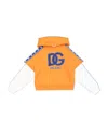Dolce & Gabbana Layered Logo Cotton Jersey Hoodie In Orange