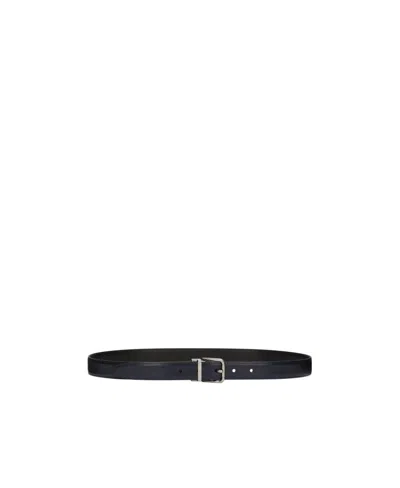 Dolce & Gabbana Logo-print Leather Belt In Black