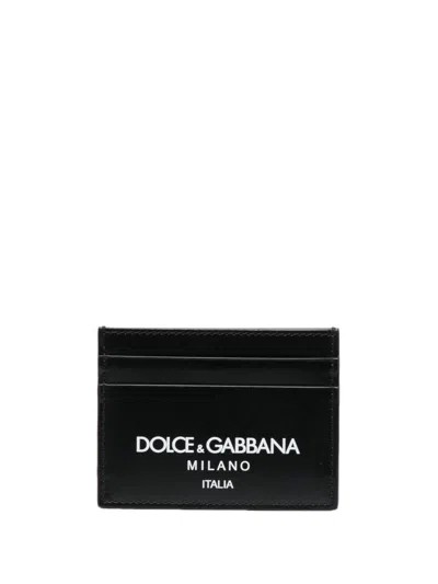 Dolce & Gabbana Logo-print Leather Card Holder In Black