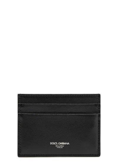 Dolce & Gabbana Logo-print Leather Card Holder In Black