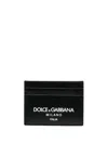 Dolce & Gabbana Printed Leather Card Holder In Black
