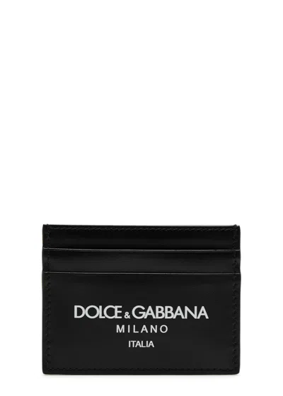 Dolce & Gabbana Logo-print Leather Card Holder In Black