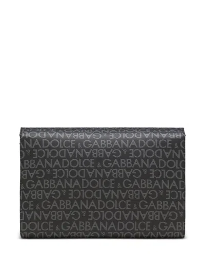 Dolce & Gabbana Logo-print Leather Shoulder Bag In Black