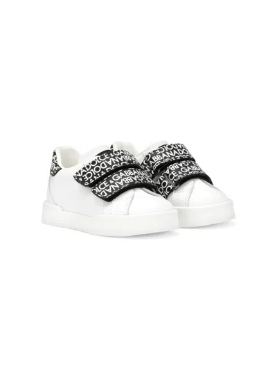 Dolce & Gabbana Kids' Logo-print Leather Sneakers In White