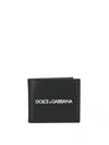 Dolce & Gabbana Black Wallet With Contrsting Print In Smooth Leather Man In Black