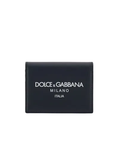 Dolce & Gabbana Dolce  Gabbana Logo Printed Foldover Top Wallet In Black