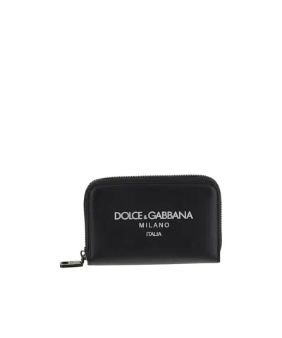 Dolce & Gabbana Logo-print Leather Wallet In Black