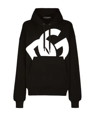 Dolce & Gabbana Logo-print Long-sleeve Hoodie In Black
